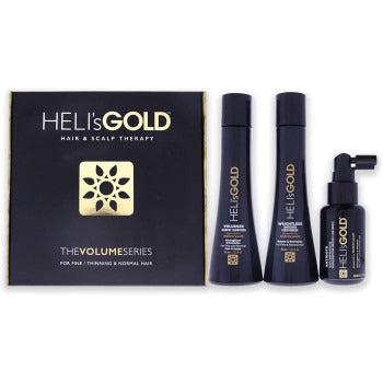 Volume Series Travel Kit by Helis Gold for Unisex - 3 Pc 3.3oz Weightless Conditioner, 3.3oz Volumize Shampoo, 1.7oz Antidote Scalp and Hair Revitalizer - Pack of 2