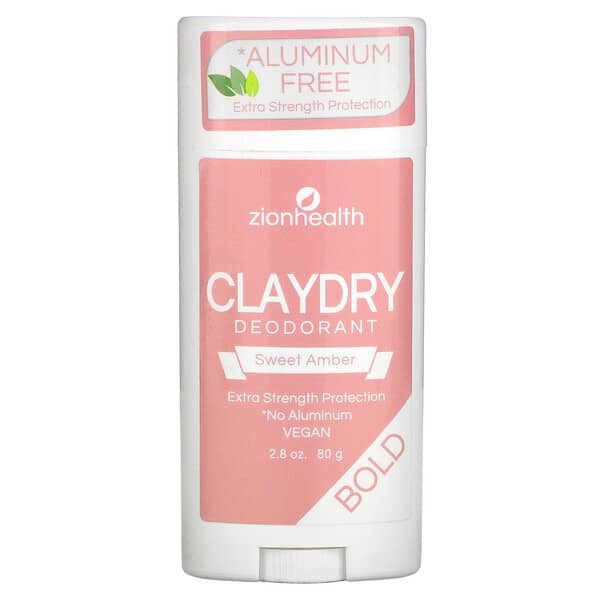 Zion Health, Bold, ClayDry Deodorant, Sweet Amber, 2.8 oz (80 g)