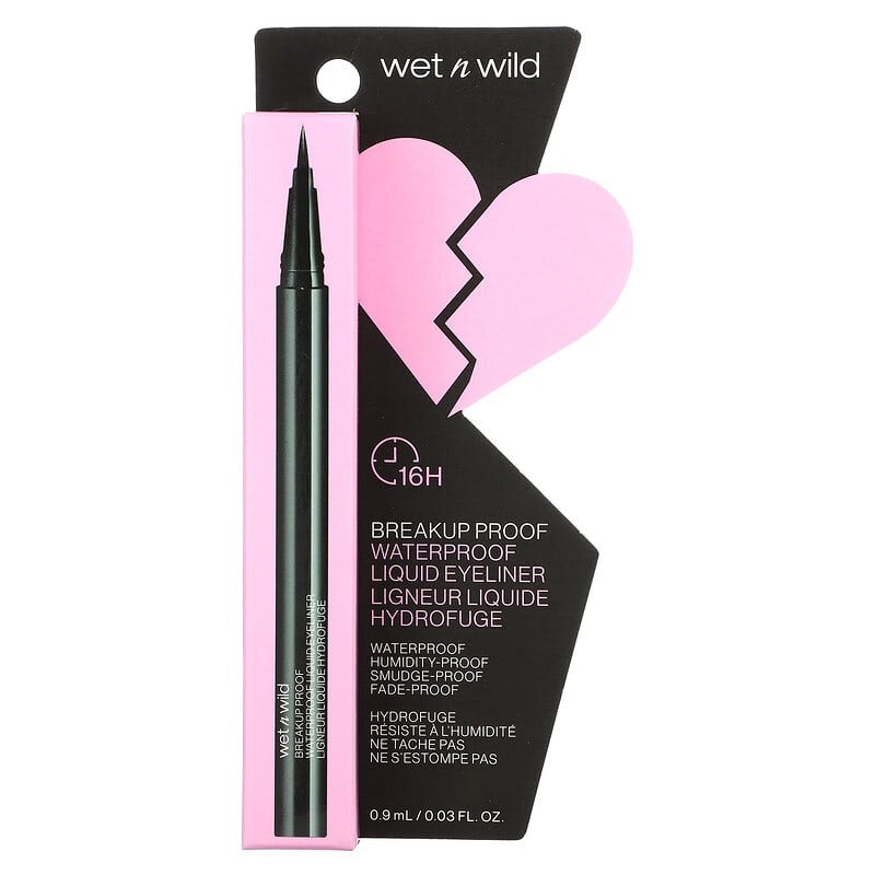 wet n wild, Breakup Proof, Waterproof Liquid Eyeliner, Ultra Black, 0.03 fl oz (0.9 ml)