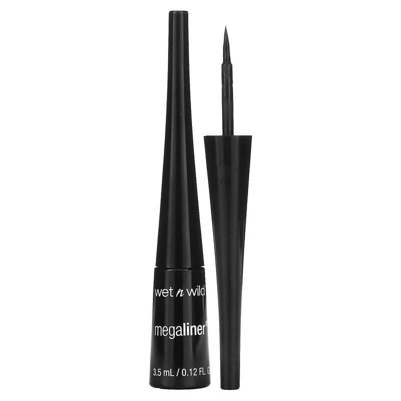 wet n wild, MegaLiner Liquid Eyeliner, Black, 0.12 fl oz (3.5 ml)